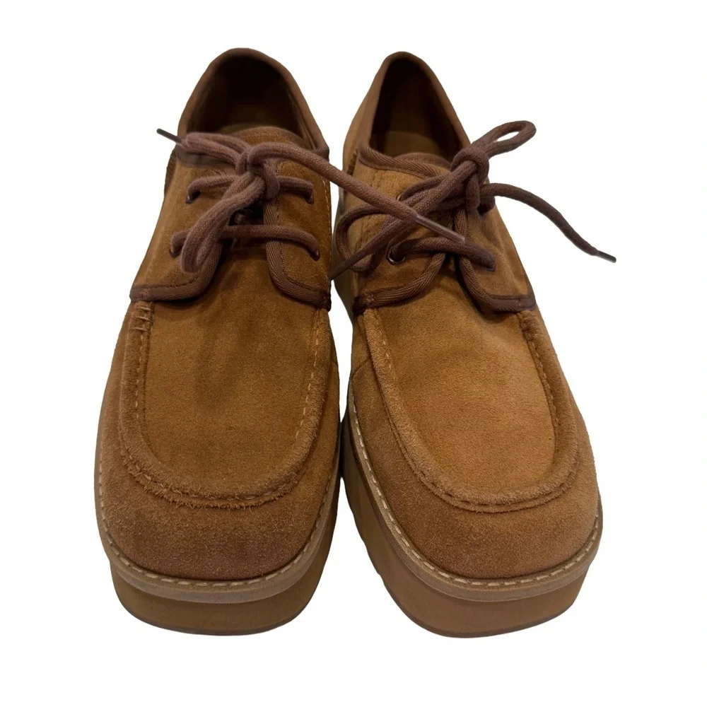 UGG CityFunc Platform Lace Up Loafers Suede Water Resist Women's Sz 8 NEW